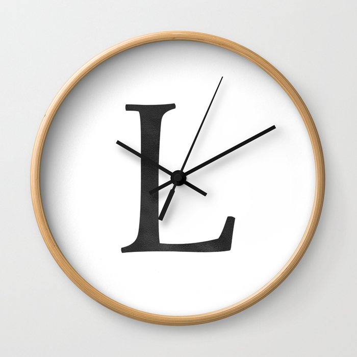 Letter L Initial Monogram Black and White Wall Clock