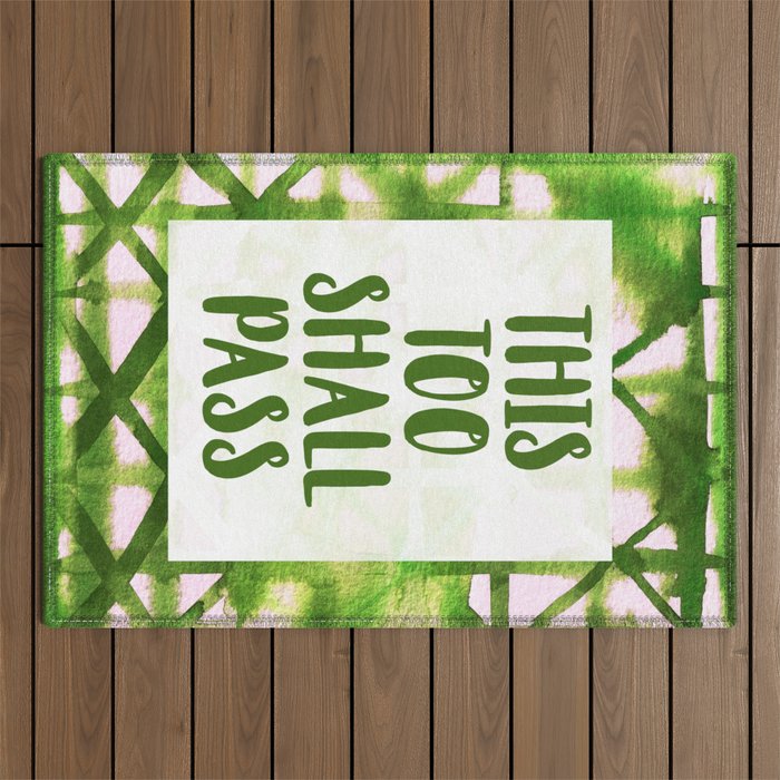This Too Shall Pass Green Outdoor Rug