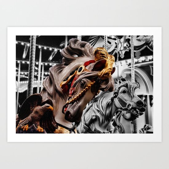 Color Black horses Art Print