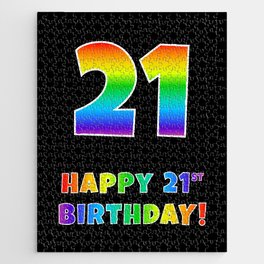 [ Thumbnail: HAPPY 21ST BIRTHDAY - Multicolored Rainbow Spectrum Gradient Jigsaw Puzzle ]