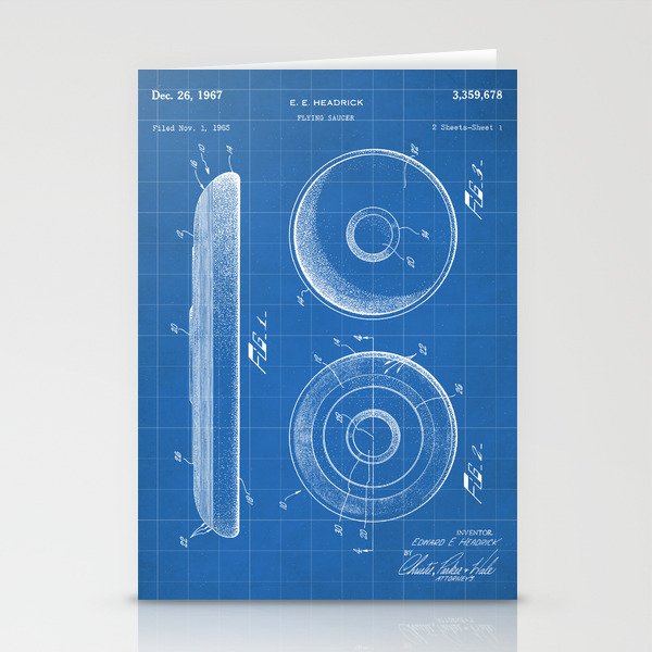 Disc Golf Patent Golfer Frisbee Art Blueprint Stationery Cards by
