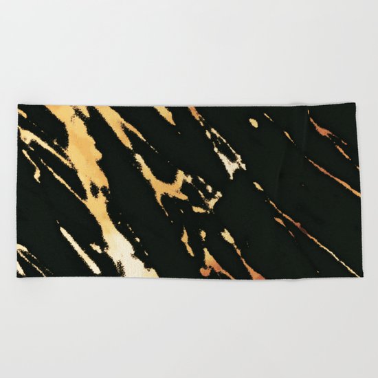 Black Copper Bronze Marble Beach Towel