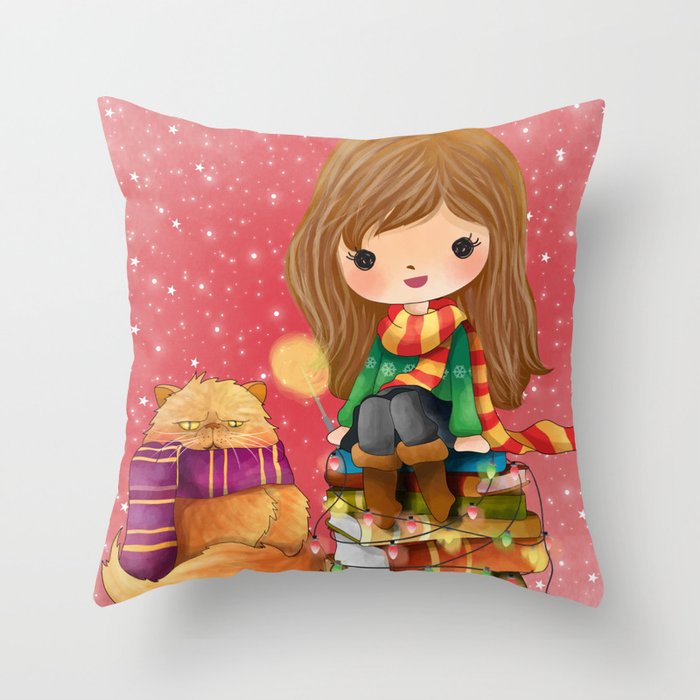 Magical Christmas/Hermione Throw Pillow