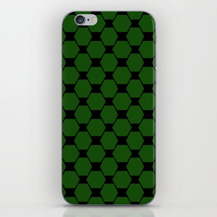 Green hexagon geometric retro pattern iPhone Skin
