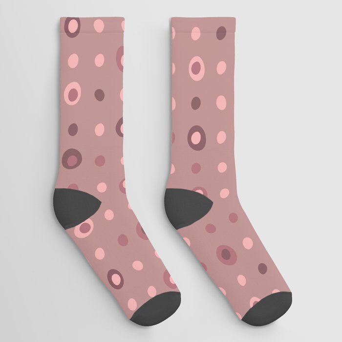 Abstract polka dots dark blush pink pattern Socks