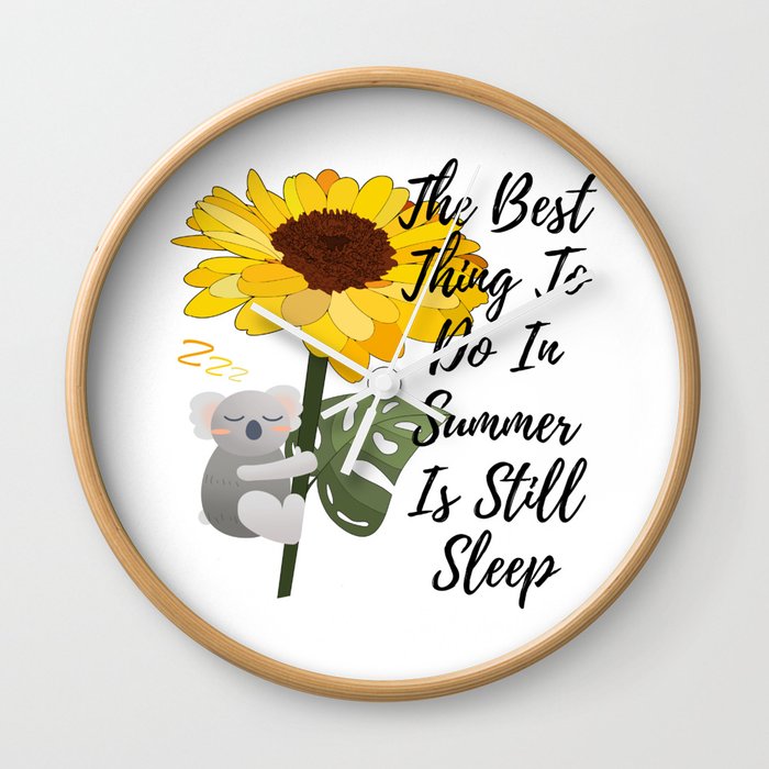 Sunflower & The Sleeping Koala Bear For summer Wall Clock