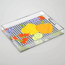 Modern Spring Fruits And Vegetables Salad Navy Dots Acrylic Tray