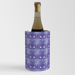 Retro Periwinkle Cat Silhouettes Hot Pink Mini Wine Chiller