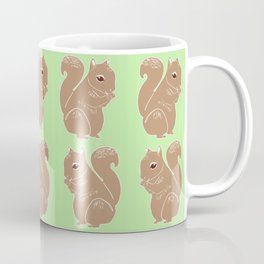 Light Brown Squirrels with Light Green Pattern Coffee Mug