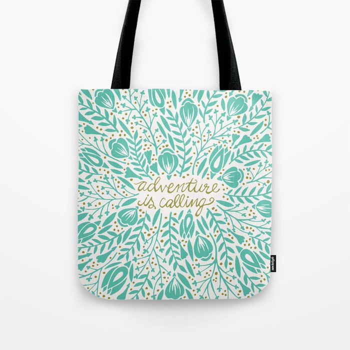 Adventure is Calling – Turquoise & Gold Palette Tote Bag