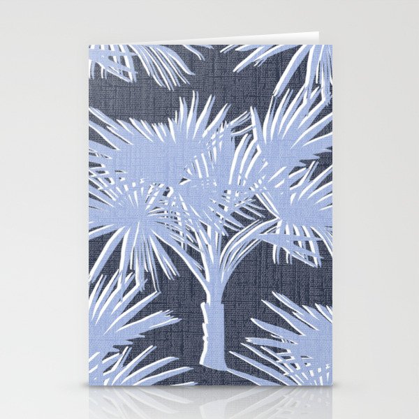 Retro Tropical Palm Trees Denim Blue and Navy Stationery Cards