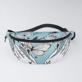 Full Moon Magic Of Nature With Blackbirds And Butterflies Fanny Pack