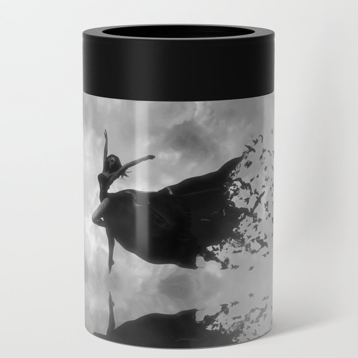 Sky Ballerina in black and white Can Cooler