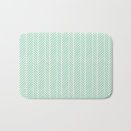 Herringbone Mint Inverse Bath Mat