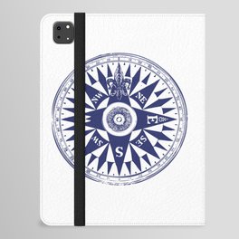 Nautical Compass | Vintage Compass | Navy Blue and White | iPad Folio Case