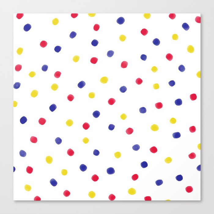 Polka Dot Pattern (blue/red/yellow) Canvas Print