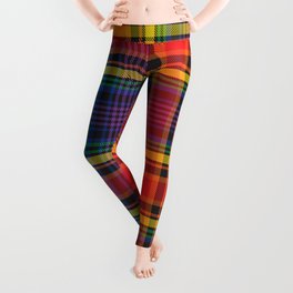 Rainbow Plaid Tartan Textured Pattern Leggings