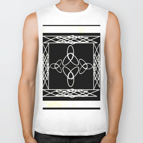 Celtic Deco Black and White Biker Tank