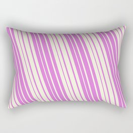 [ Thumbnail: Orchid & Beige Colored Lined/Striped Pattern Rectangular Pillow ]