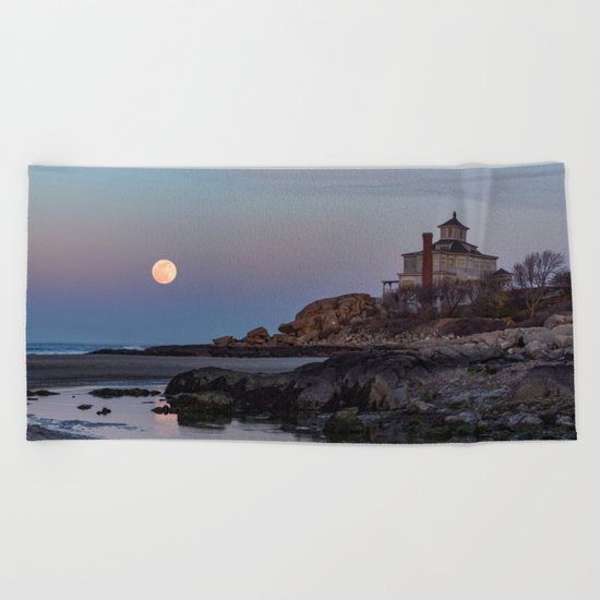 Full moon at Good Harbor Beach Beach Towel