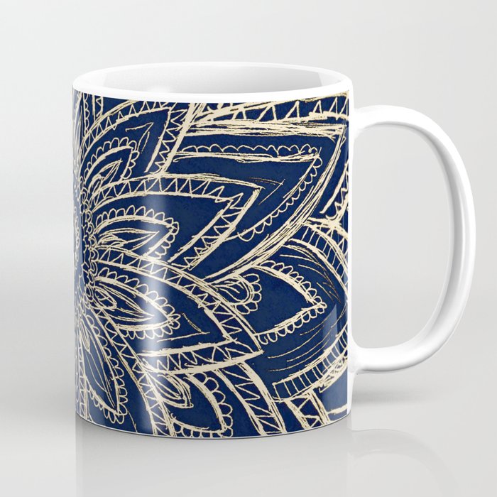 Cute Retro Gold abstract Flower Drawing  geometric Coffee Mug