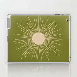 Mid-Century Modern Sunburst II - Minimalist Sun in Mid Mod Beige and Olive Green Laptop Skin