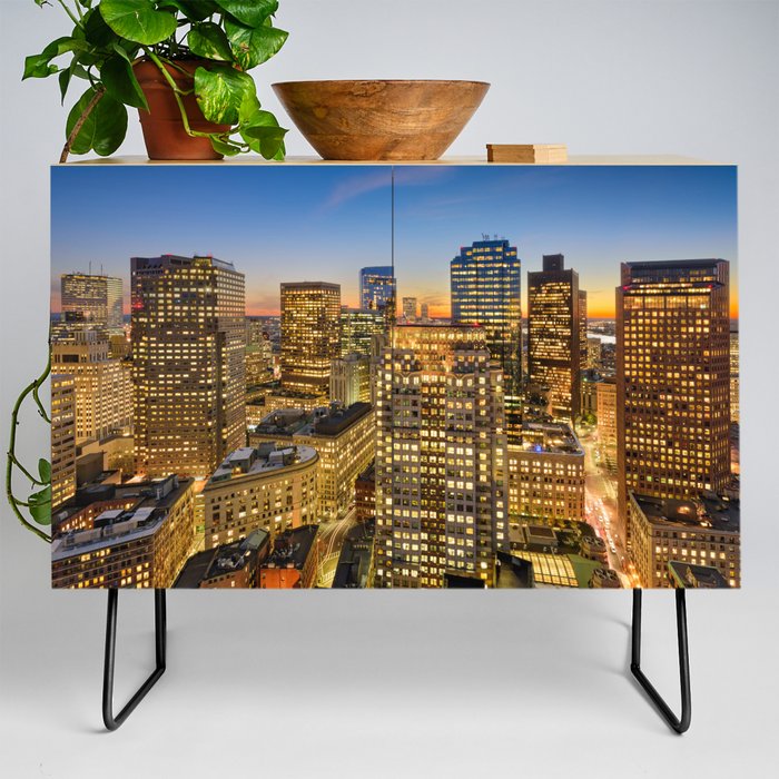 Boston, Massachusetts, City Skyline Credenza