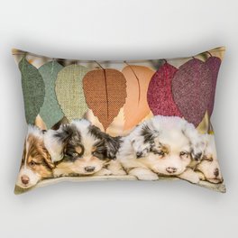 Puppy Love and Fall Leaves Rectangular Pillow