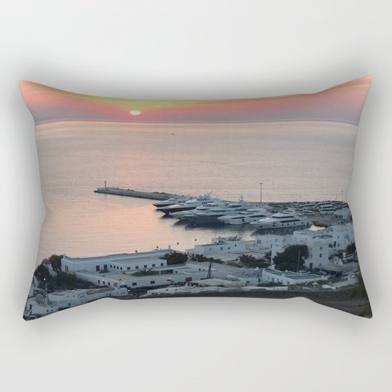 Sunset, Myconos Island, Greece Rectangular Pillow