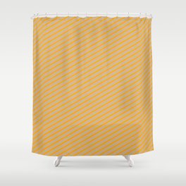 [ Thumbnail: Orange & Tan Colored Striped/Lined Pattern Shower Curtain ]
