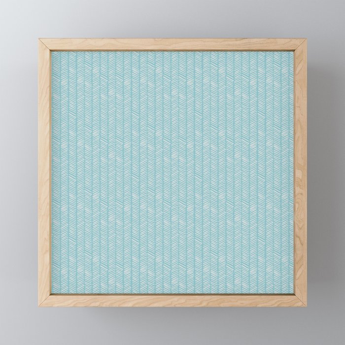 Herringbone Handdrawn - Eggshell Blue Framed Mini Art Print