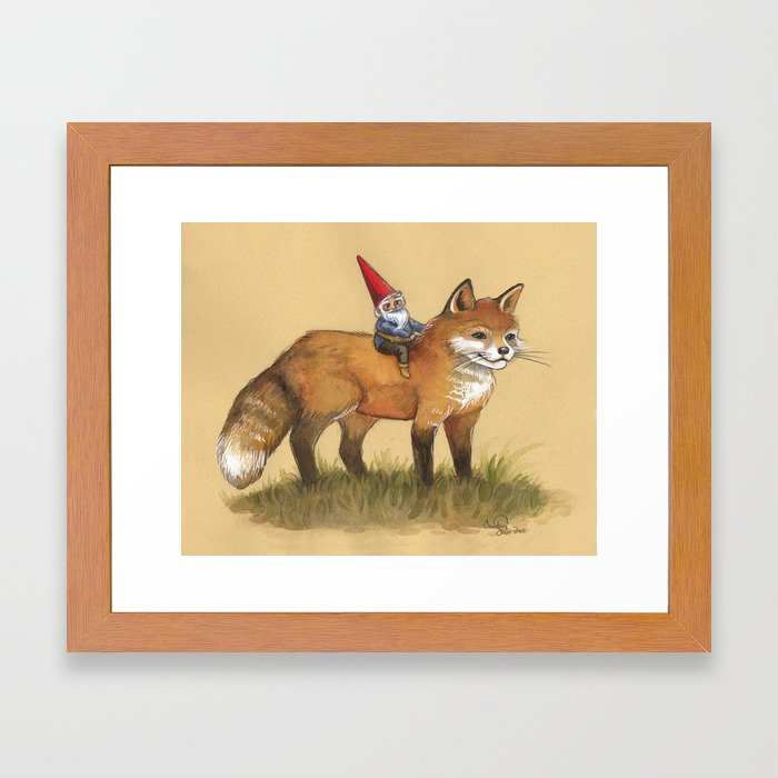 Gnome and Fox Framed Art Print