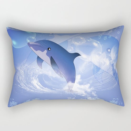 Funny cartoon dolphin Rectangular Pillow