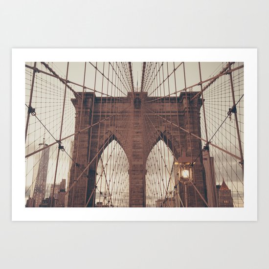 Moody Brooklyn Bridge Art Print