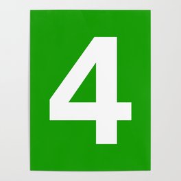 Number 4 (White & Green) Poster