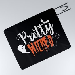 Pretty Wicked Halloween Spooky Slogan Picnic Blanket
