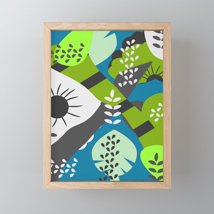 Floral puzzle Framed Mini Art Print