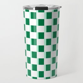 Retro 80’s Modern Abstract Green and Mint Check Travel Mug