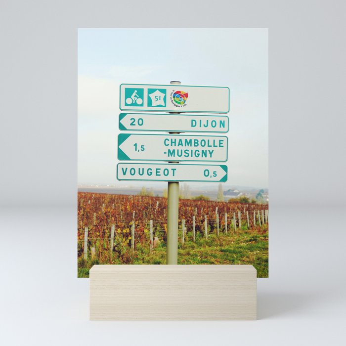 Burgundy cycling tour | Road signs Mini Art Print