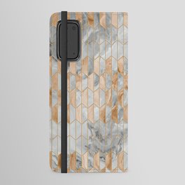 Art Deco Cream Gold + Gray Abstract Marble Geometry Android Wallet Case