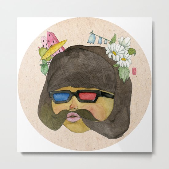 Girlstache Metal Print