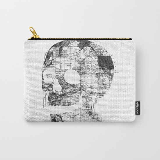 Skull Wanderlust Black and White Carry-All Pouch