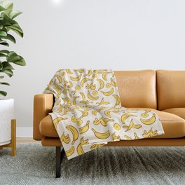 Yellow Banana Pattern Throw Blanket