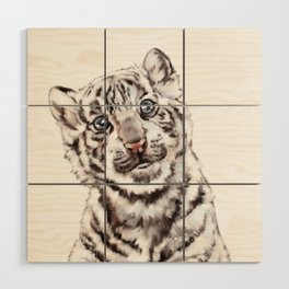 Baby White Tiger Wood Wall Art