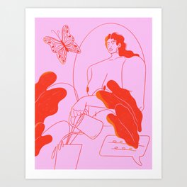 A Woman And Her Plants Art Print