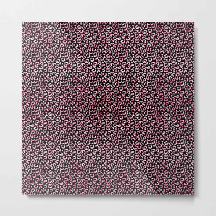 Girly Pink Leopard Pattern Metal Print