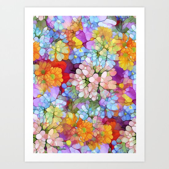 Rainbow Flower Shower Art Print
