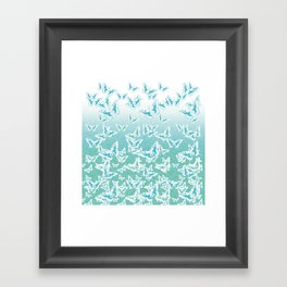 blue butterflies in the sky Framed Art Print