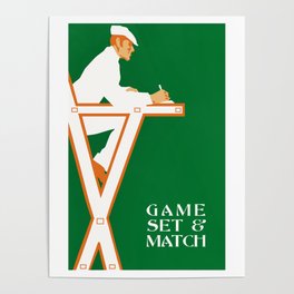 Game set and match retro tennis referee Poster