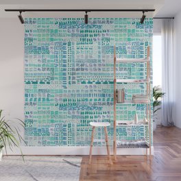 green turquoise inspired ink marks hand-drawn collection Wall Mural